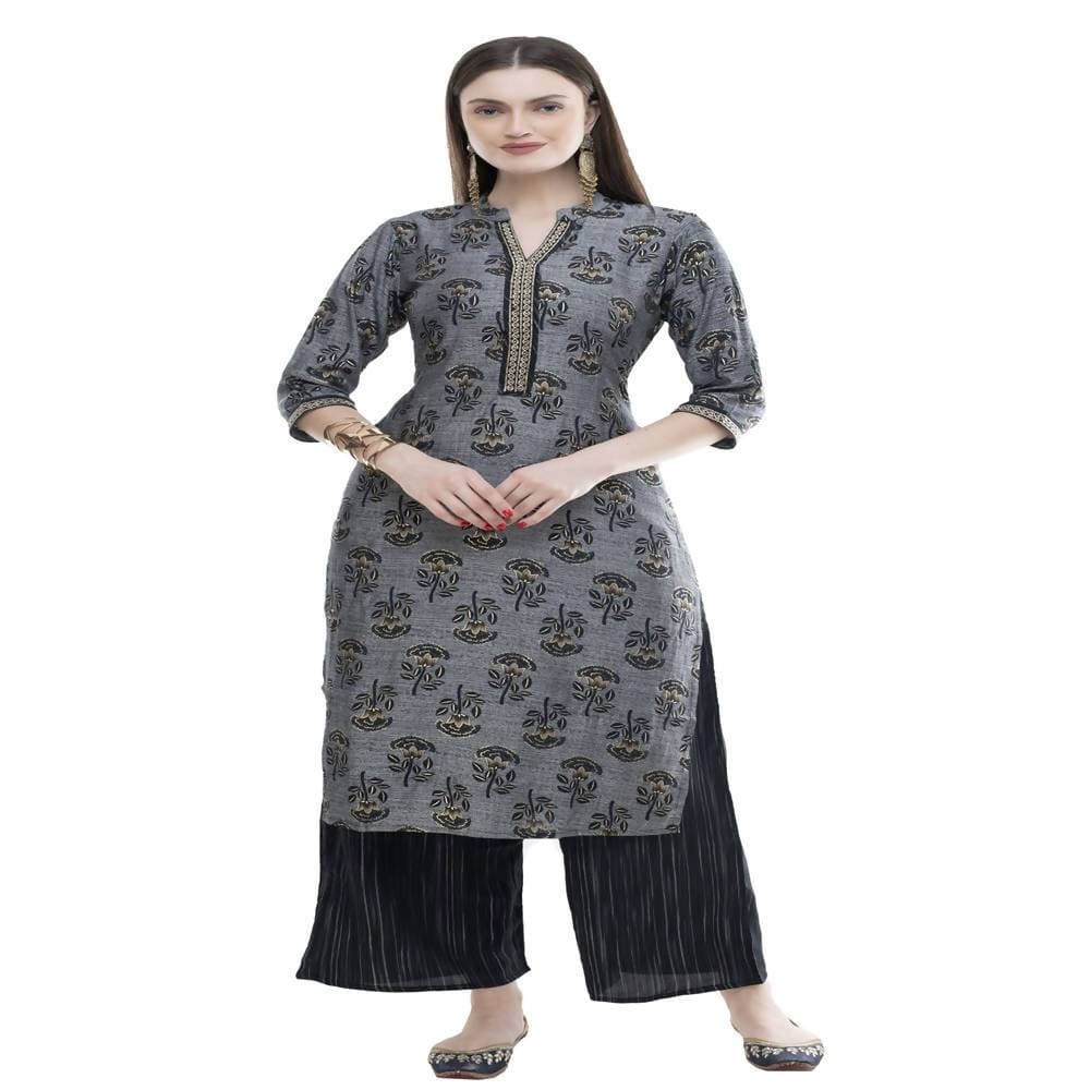 Lagi Women's Black Rayon Straight Printed Kurta & Palazzo (MRP102) | Grocsy