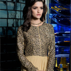 Cream Georgette Floral Embroidered A-line Kurti - Missy | Grocsy