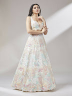 House of Panchhi Cream Net Sequinse Work Lehenga & Blouse with Dupatta | Grocsy
