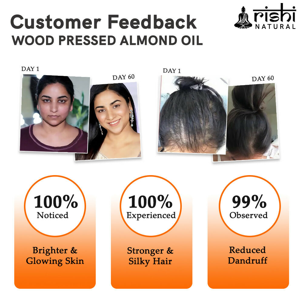 Rishi Natural Almond Oil Wood Pressed Skin And Hair | Grocsy