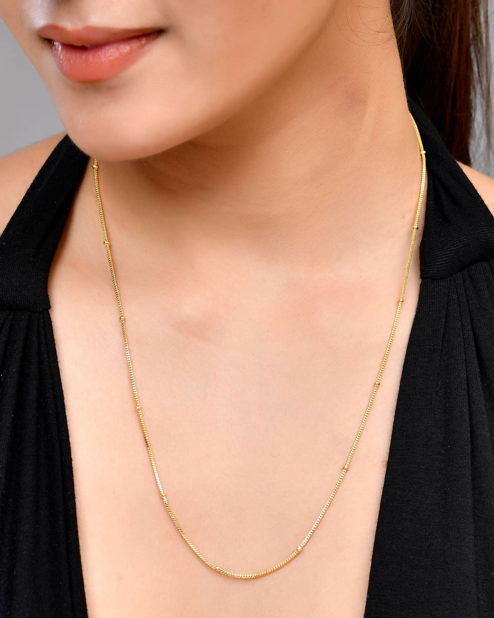 VOJ Gold-Polished Small Gold Beads Chain For Women | Grocsy