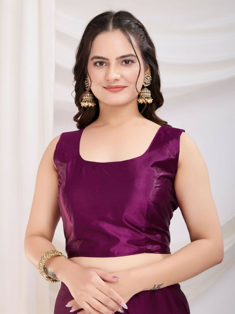 Purple Rangoli Silk Diamond Work Ready To Wear Saree - Tamana | Grocsy