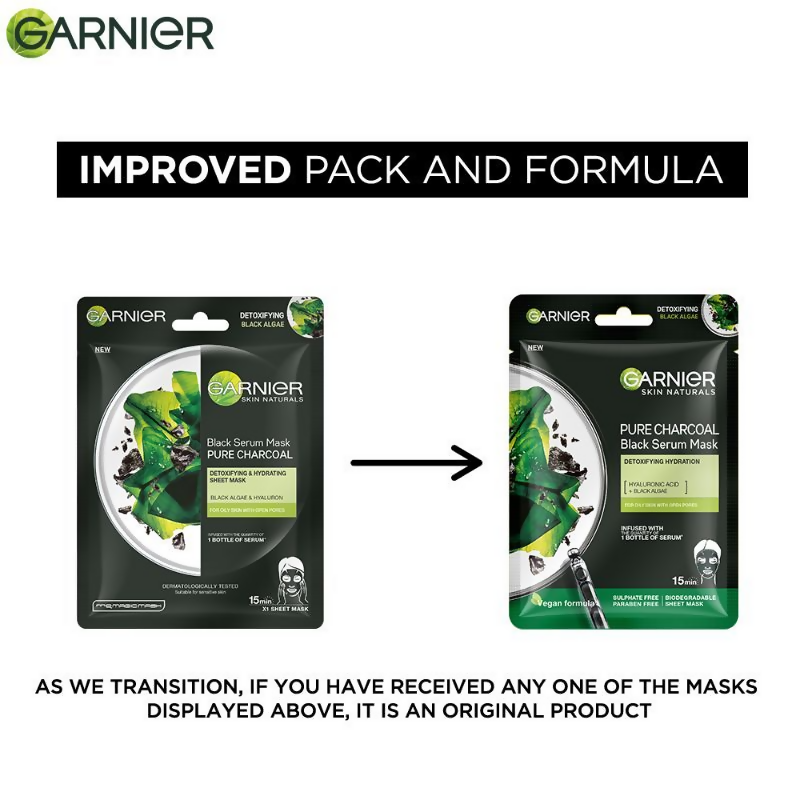 Garnier Skin Naturals Black Serum Mask Pure Charcoal | Grocsy