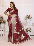 Anaita Brown kochi Silk With Bandhej Weaving Saree With Blouse | Grocsy