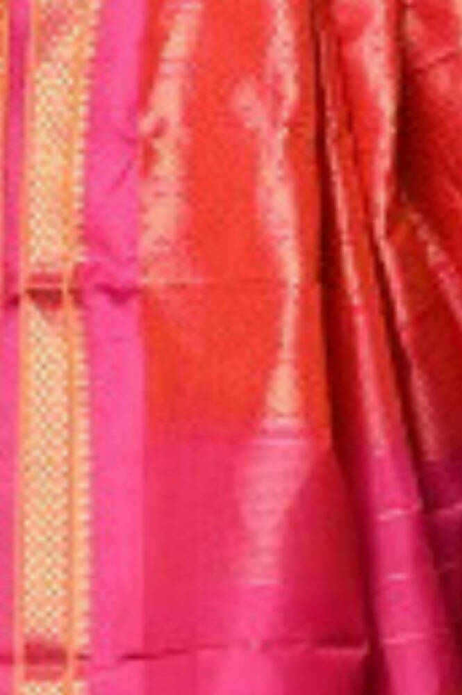 Very Much Indian Silk Handloom Maharani Paithani Complete Brocade Work Throughout Saree Peach Pink | Grocsy