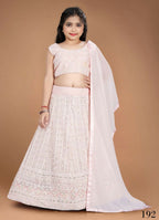 Wedding Designer Light Pink Heavy Fox Georgette Kidswear Lehenga - Aaradhna | Grocsy