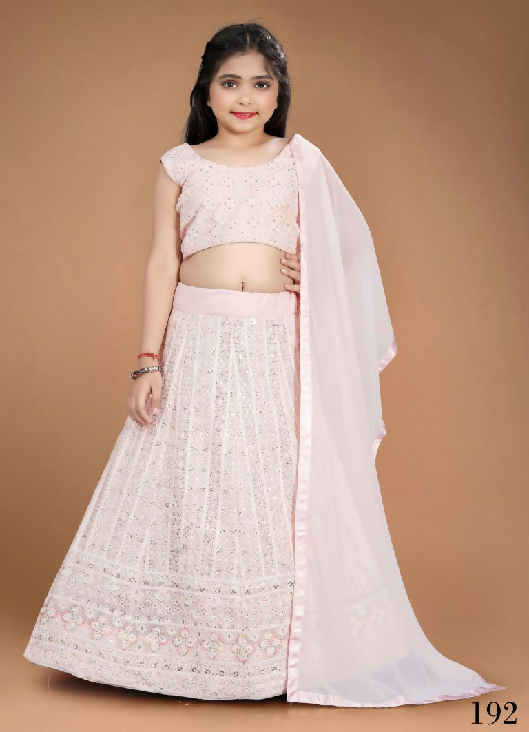 Wedding Designer Light Pink Heavy Fox Georgette Kidswear Lehenga - Aaradhna | Grocsy