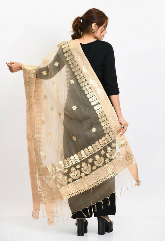Mominos Fashion Moeza Women Organza Gotta Patti Bridal Dupatta Golden Dupatta | Grocsy