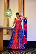 Partywear Designer Green Yellow Pure Maslin Gown - Anbazaar | Grocsy