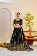Aastha Fashion Black Butterfly Net Zari Work And Cotton Thread Work And Sequence Work Embroidery Wedding Wear Lehenga Choli | Grocsy
