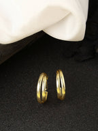 NVR Women Gold-Polished Alloy Circular-Shaped Half Hoop Earrings | Grocsy