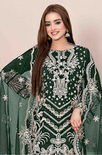 Anaita Green Faux Georgette Stitched Suit with Embroidery Work | Grocsy
