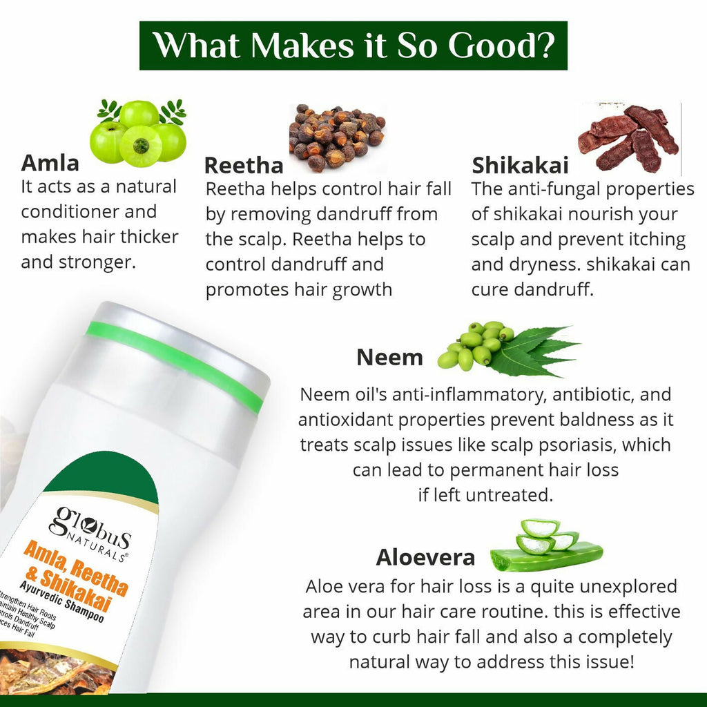 Globus Naturals Amla Reetha Shikakai Shampoo | Grocsy