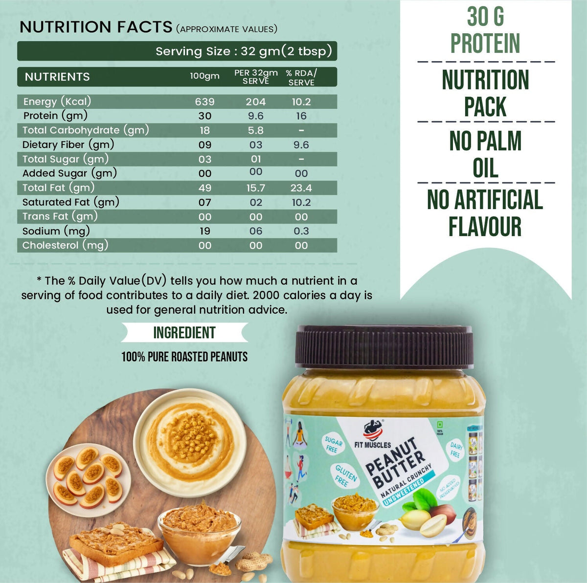 Fit Muscles Natural Crunchy Peanut Butter | Grocsy