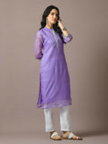 Myshka Women's Lavender Printed Cotton Blend Straight Party Kurta Set | Grocsy