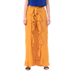 Asmaani Mustard Color Plain Ruffle Palazzo | Grocsy