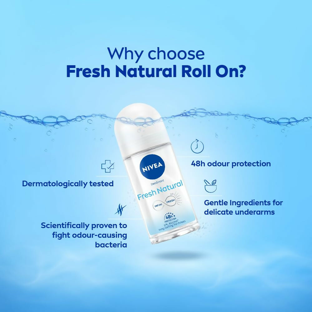 Nivea Fresh Natural Roll On 48 H Smooth & Beautiful Underarms For Women | Grocsy