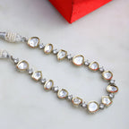Kundan and Diamond Neckpiece (Silver) - Ruby Raang | Grocsy