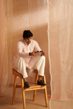 Pink Viscose Chikankari Embroidery Work Men's Kurta Set - Mahotsav | Grocsy