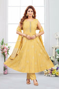 Joban Fashion Jacquard Yellow Color Kurta Set | Grocsy