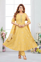 Joban Fashion Jacquard Yellow Color Kurta Set | Grocsy