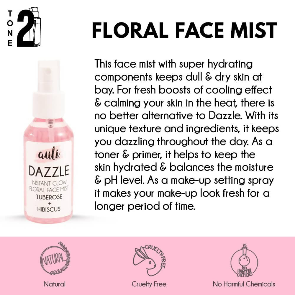 Auli Dazzle Instant Glow Floral Face Toner and Mist | Grocsy