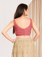 Joban Fashion Onion Pink Tissue Padded Blouse With Sweetheart Neck Sleeveless | Grocsy