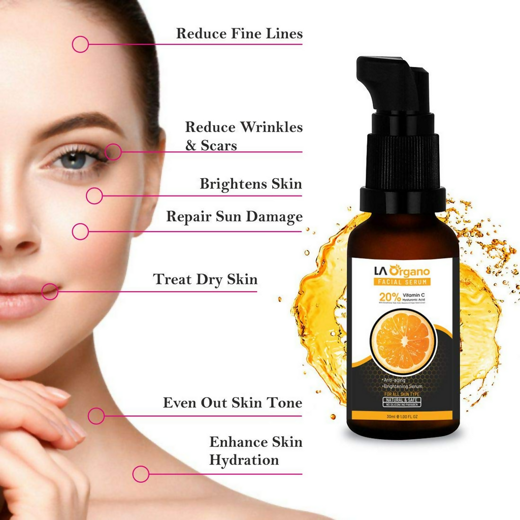 LA Organo Vitamin C Face Serum Anti-Aging Formula For Face Glowing | Grocsy