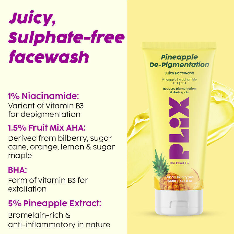 PLIX The Plant Pineapple De-Pigmentation Regime with Juicy Facewash & Serum | Grocsy