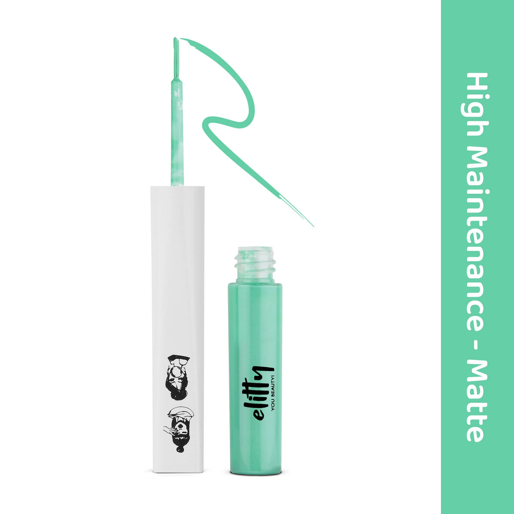 Elitty Cyan Green Pop Color Matte Finish Liquid Eyeliner - High Maintenance-Cyan Green | Grocsy