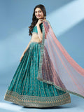House of Panchhi Green Pure Georgette Sequins Embroidered Lehenga | Grocsy