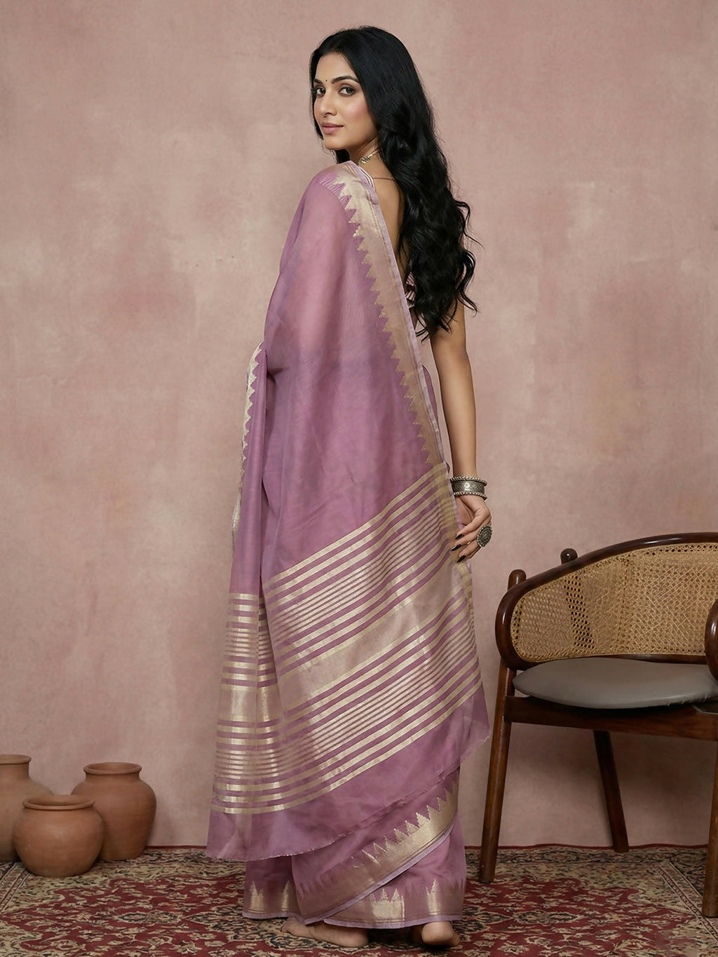 Shree Shyam Fashion Purple Cotton Saree | Grocsy