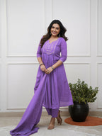 The52 Women's Beautiful Cotton Fabric Embroidery Work Straight Kurta Pant and Dupatta Set | Grocsy