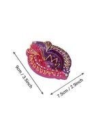 Tied Ribbons Set of 4 Red & Violet Textured Terracotta Diyas | Grocsy