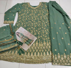 Anaita Green Heavy Fox Georgette Stitched Suit with Sequence Work | Grocsy