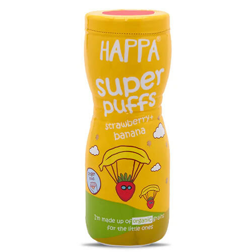 Happa Multigrain Strawberry & Banana Melts Super Puffs (8 Months+) | Grocsy