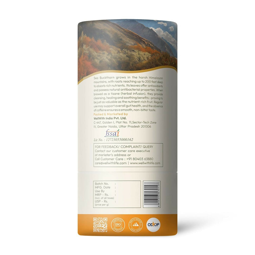 Wellwith Sea Buckthorn Raw Leaves Tea - Himalayan Herbal Leaf Tea | Grocsy