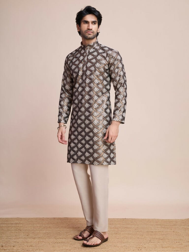 Vastranavya Traditional Festival Wear Pure Silk Thread & Sequence Embroidered Work Kurta | Grocsy