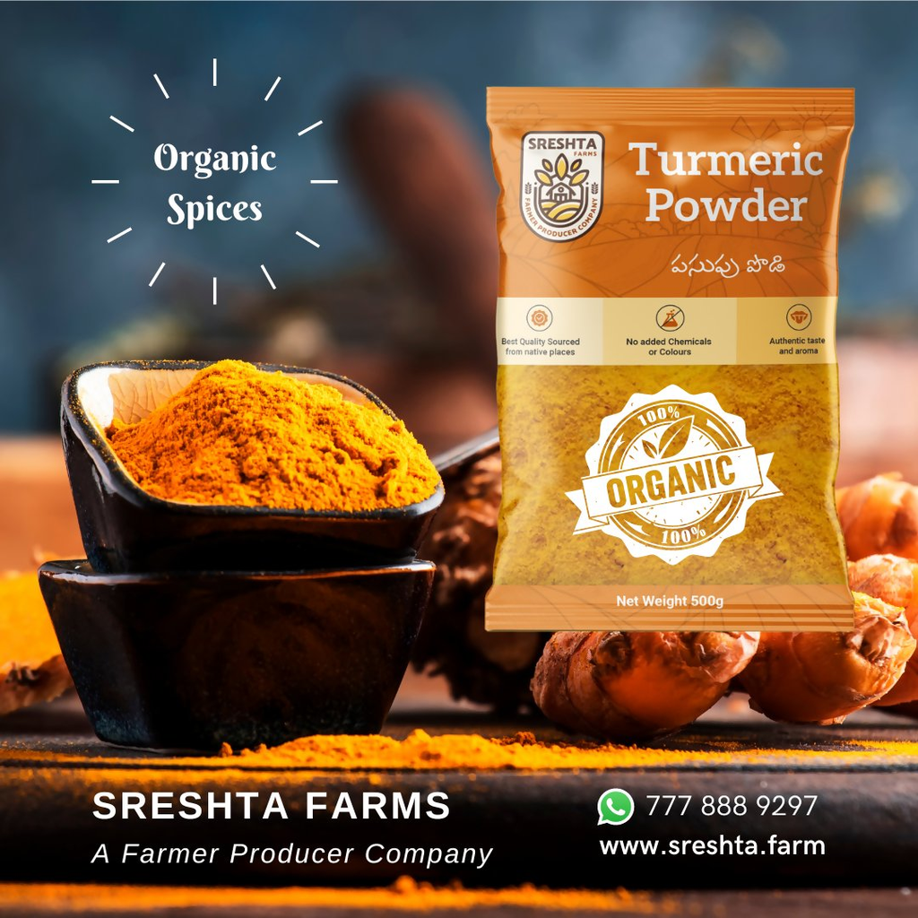 Sreshta Farms Organic Turmeric Powder (Pasupu Podi) | Grocsy