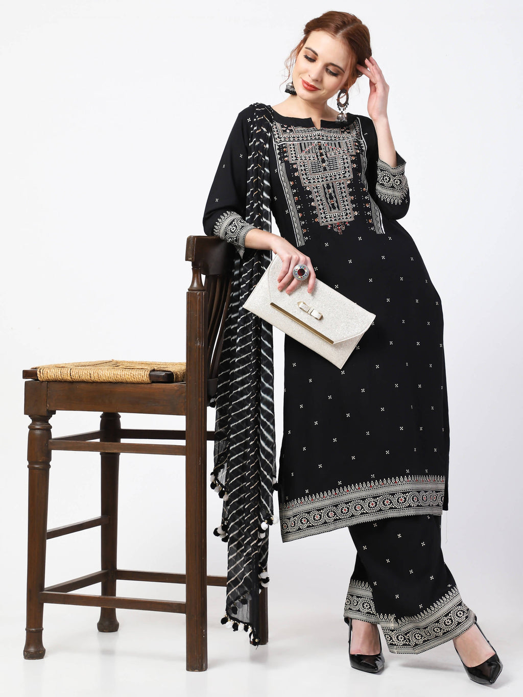Cheera Kurta Palazzo With Leheria Dupatta set (CH105KPD) | Grocsy