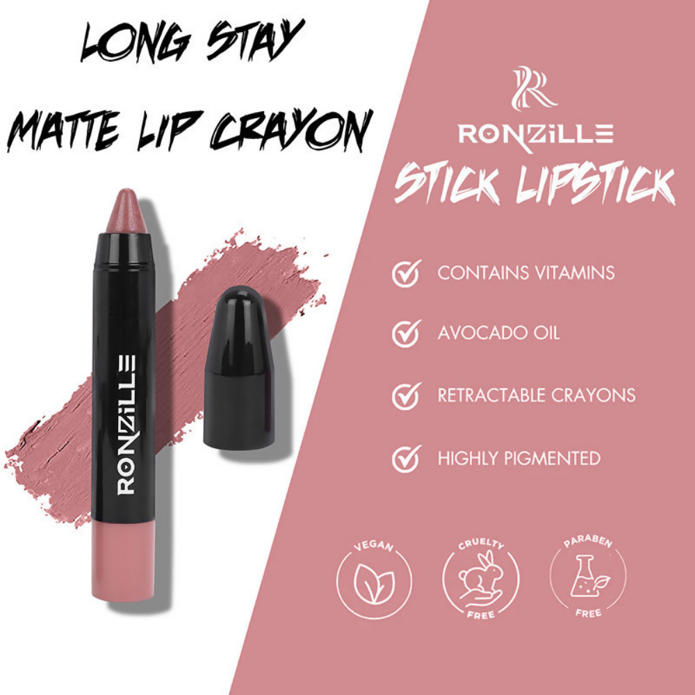 Ronzille Long Stay Matte Lip Crayon - Raspberry Rose | Grocsy
