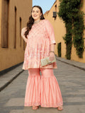 Sztori Plus Size Ethnic Motifs Printed Gotta Patti Empire Kurta with Sharara | Grocsy