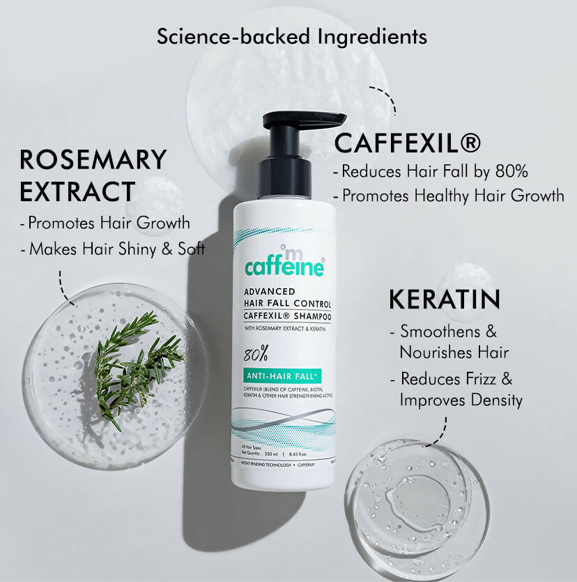mCaffeine Advanced Hair Fall Control Caffexil Shampoo with Rosemary | Grocsy