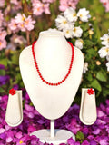 Inhanns Crystal Bloom – Single Line Necklace + Studs - Dark Red | Grocsy