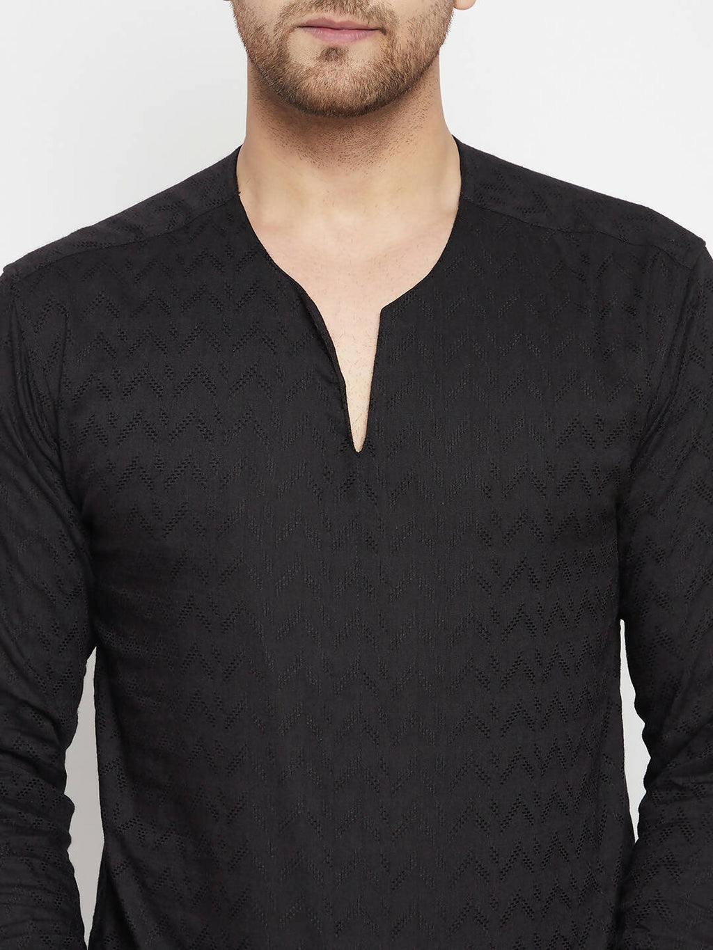 Even Apparels Black Viscose Men's Kurta With Slit Neckline | Grocsy