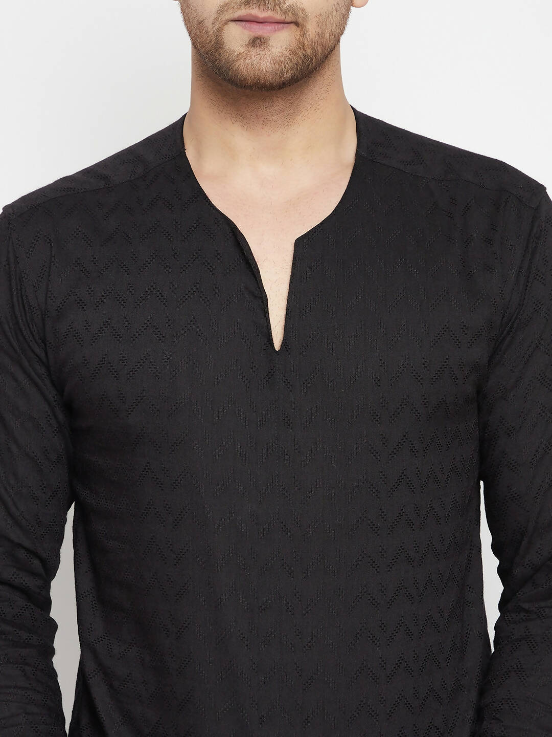 Even Apparels Black Viscose Men's Kurta With Slit Neckline | Grocsy