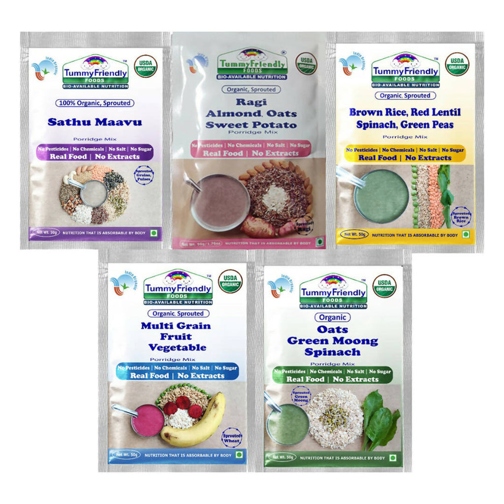 TummyFriendly Foods Organic Stage3 Sprouted Porridge Mixes Trial Packs Combo | Grocsy