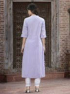 Juniper Women`s Lilac Cotton Flex Solid A-Line Kurta | Grocsy