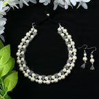 Mominos Fashion Johar Kamal Silver-Plated Brass Finish Pearls Work Choker For Women (White) | Grocsy