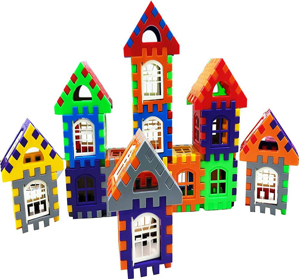 Kipa 210 Pieces Multi Colored Mega Jumbo Happy Home House Building Block with Attractive Windows and Smooth Rounded Edges Game with Storage Container | Grocsy